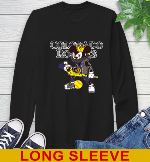 Colorado Rockies MLB Baseball Mickey Peace Sign Sports Long Sleeve T-Shirt 2