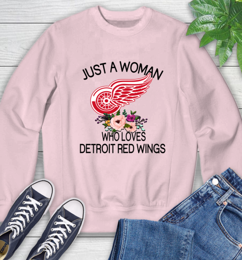 NHL Just A Woman Who Loves Detroit Red Wings Hockey Sports Sweatshirt 6