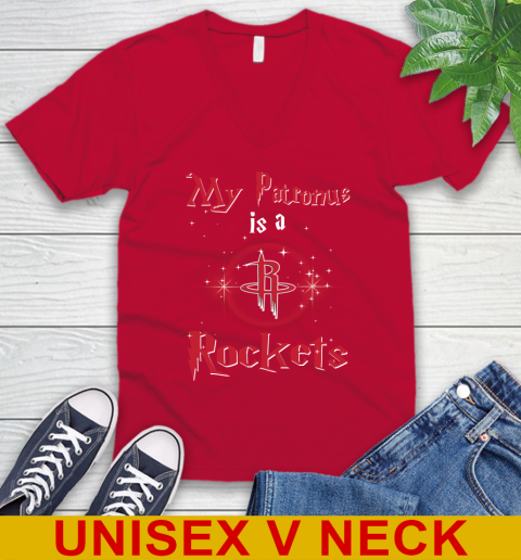 NBA Basketball Harry Potter My Patronus Is A Houston Rockets V-Neck T-Shirt 6