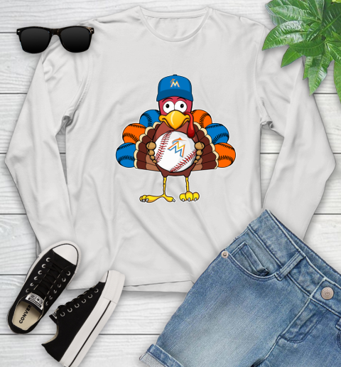 Miami Marlins Turkey thanksgiving Youth Long Sleeve