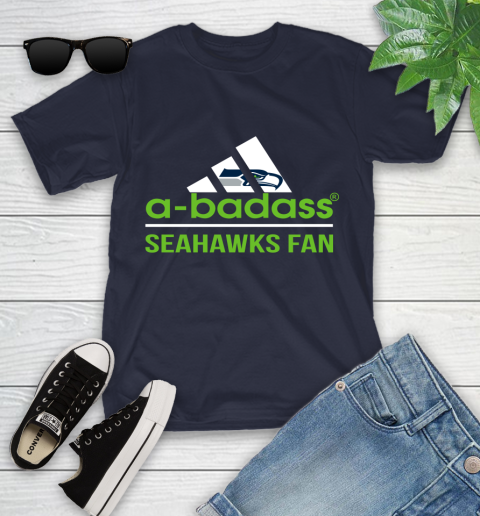 NFL A Badass Seattle Seahawks Fan Adidas Football Sports Youth T-Shirt 2