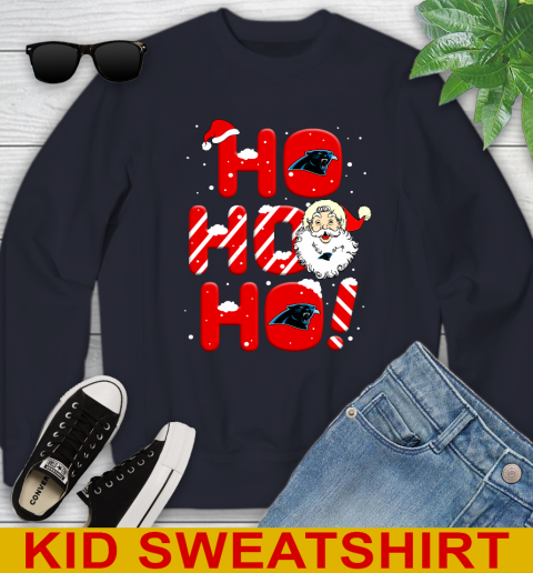 Carolina Panthers NFL Football Ho Ho Ho Santa Claus Merry Christmas Shirt Youth Sweatshirt 2