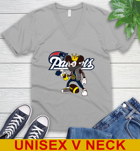 New England Patriots NFL Football Mickey Peace Sign Sports V-Neck T-Shirt 4