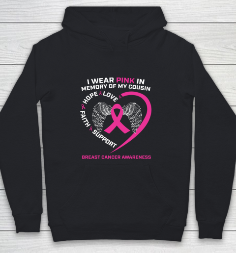 I Wear Pink In Memory Of My Cousin Breast Cancer Awareness Youth Hoodie