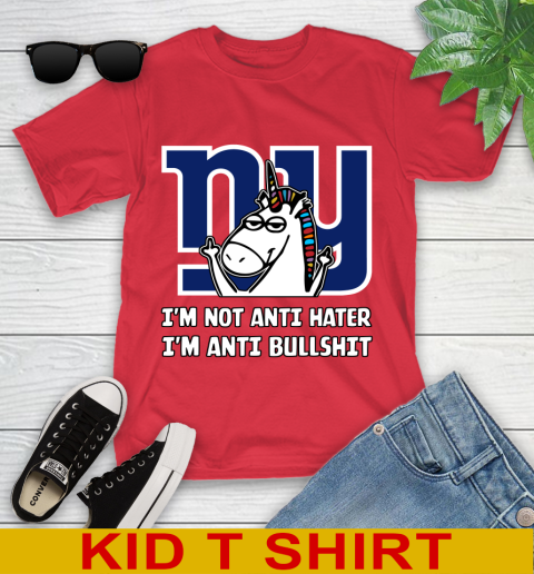 New York Giants NFL Football Unicorn I'm Not Anti Hater I'm Anti Bullshit Youth T-Shirt 10