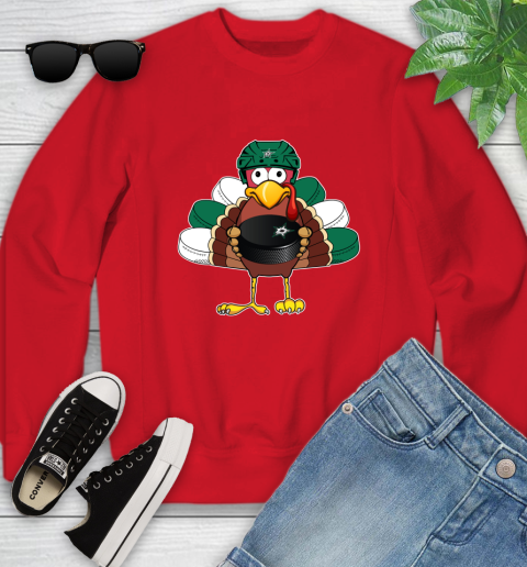 Dallas Stars Turkey Thanksgiving Day Youth Sweatshirt 9