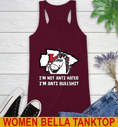 Kansas City Chiefs NFL Football Unicorn I'm Not Anti Hater I'm Anti Bullshit Racerback Tank 3