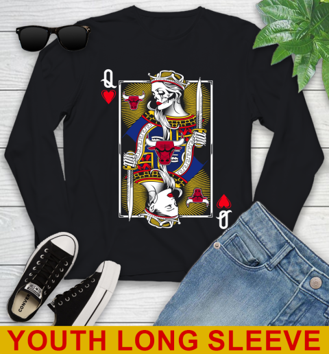NBA Basketball Chicago Bulls The Queen Of Hearts Card Shirt Youth Long Sleeve