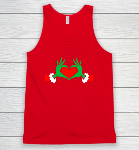 Funny Elf With Cute Heart Hands Style Christmas Costumes Tank Top - Image 5