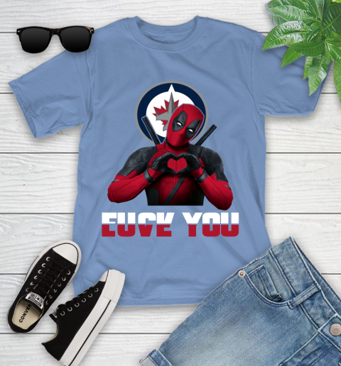 NHL Winnipeg Jets Deadpool Love You Fuck You Hockey Sports Youth T-Shirt 15