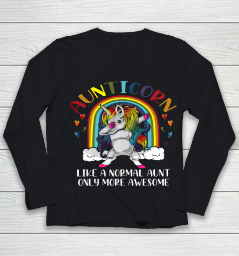 Aunticorn Like An Aunt Only Awesome Dabbing Unicorn Youth Long Sleeve