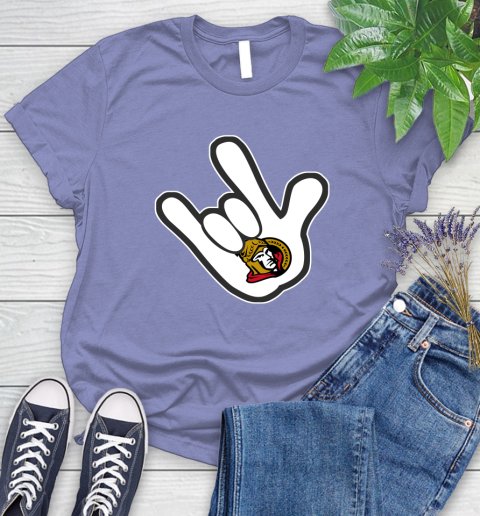 Ottawa Senators NHL Hockey Mickey Rock Hand Disney Women's T-Shirt 11