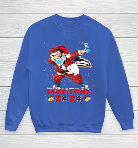 Baltimore Ravens Funny Santa Claus Dabbing Christmas 2020 NFL Youth Sweatshirt 6