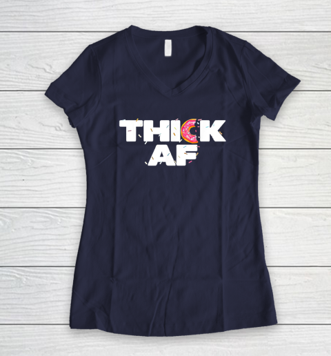 Thick AF Funny Donut Fitness Weightlifting Women's V-Neck T-Shirt 7