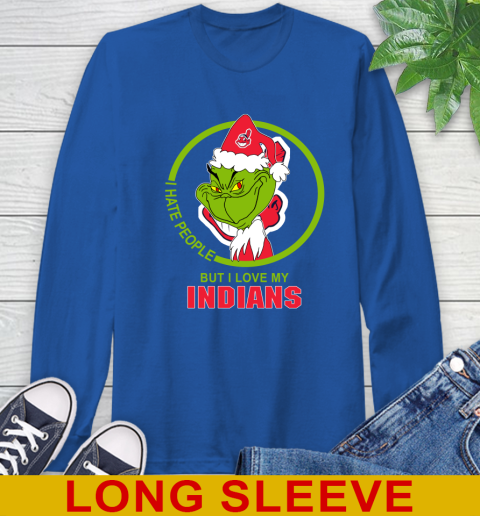 Cleveland Indians MLB Christmas Grinch I Hate People But I Love My Favorite Baseball Team Long Sleeve T-Shirt 9