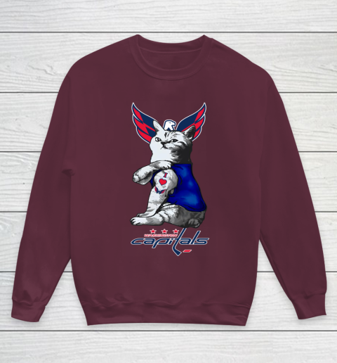 NHL My Cat Loves Washington Capitals Hockey Youth Sweatshirt 4