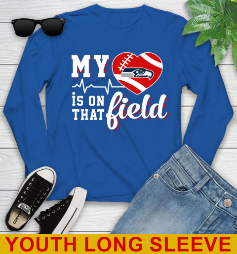 NFL My Heart Is On That Field Football Sports Seattle Seahawks Youth Long Sleeve 10