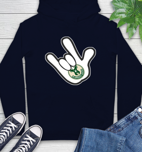 Milwaukee Bucks NBA Basketball Mickey Rock Hand Disney Hoodie 4