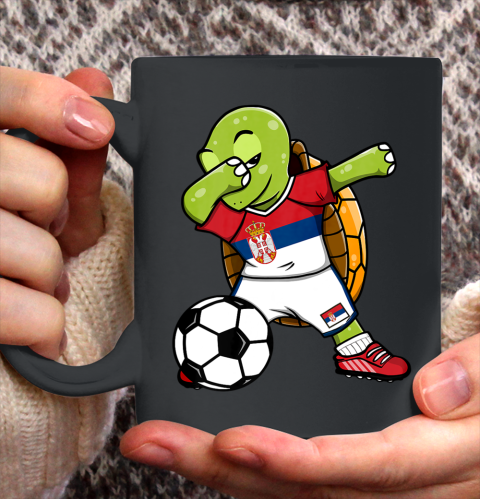 Dabbing Turtle Serbia Soccer Fans Jersey Serbian Football Ceramic Mug 11oz
