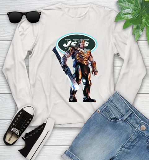 NFL Thanos Gauntlet Avengers Endgame Football New York Jets Youth Long Sleeve 12