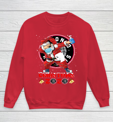 Toronto Raptors Funny Santa Claus Dabbing Christmas 2020 NBA Youth Sweatshirt 7