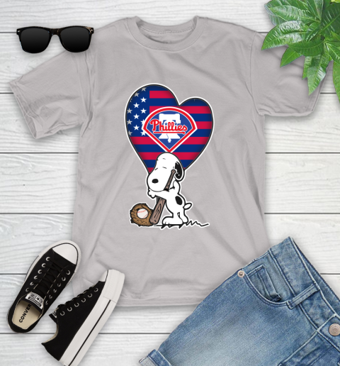 Philadelphia Phillies MLB Baseball The Peanuts Movie Adorable Snoopy Youth T-Shirt 12