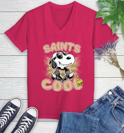 NFL Football New Orleans Saints Cool Snoopy Shirt Women's V-Neck T-Shirt 7