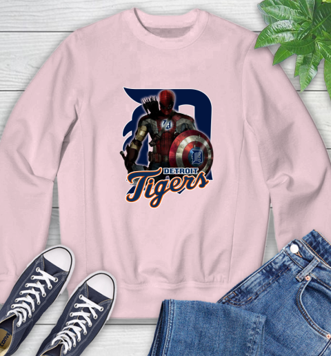 MLB Captain America Thor Spider Man Hawkeye Avengers Endgame Baseball Detroit Tigers Sweatshirt 9