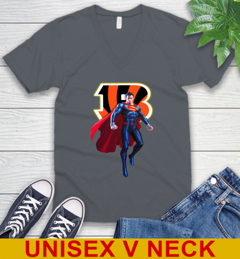 NFL Superman DC Sports Football Cincinnati Bengals V-Neck T-Shirt 5