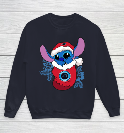Carolina Panthers Christmas Stitch In The Sock Funny Disney NFL Youth Sweatshirt 3