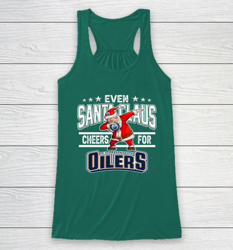Edmonton Oilers Even Santa Claus Cheers For Christmas NHL Racerback Tank 5