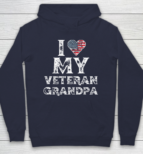I Love My Veteran Grandpa Vintage Veteran's Day Hoodie 2