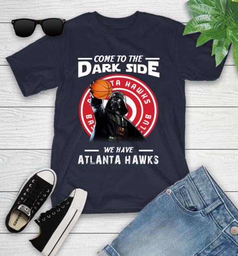 NBA Come To The Dark Side We Have Atlanta Hawks Star Wars Darth Vader Basketball Youth T-Shirt 2