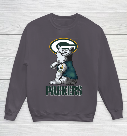 NFL Football My Cat Loves Green Bay Packers Youth Sweatshirt 5