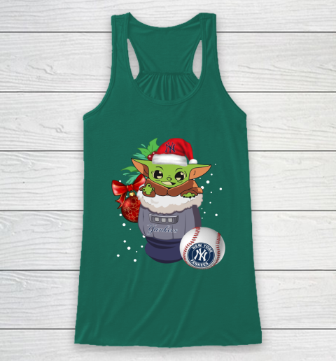 New York Yankees Christmas Baby Yoda Star Wars Funny Happy MLB Racerback Tank 6
