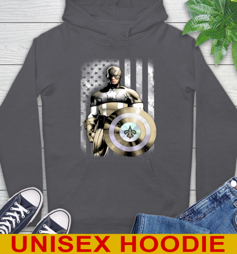 New Orleans Saints NFL Football Captain America Marvel Avengers American Flag Shirt Hoodie 7