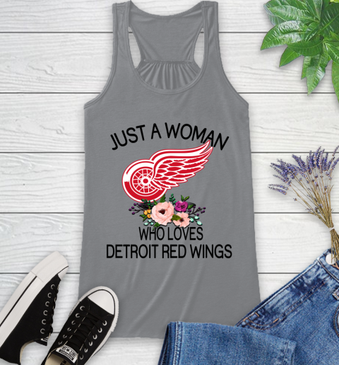 NHL Just A Woman Who Loves Detroit Red Wings Hockey Sports Racerback Tank 3