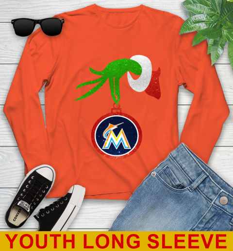 Miami Marlins Grinch Merry Christmas MLB Baseball Youth Long Sleeve 4