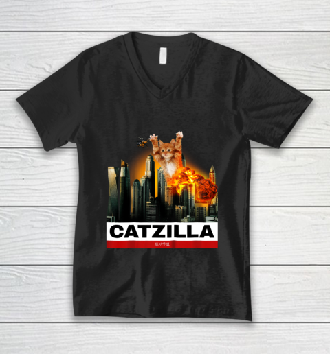 CATZILLA  Funny Kitty Tshirt for Cat lovers to Halloween V-Neck T-Shirt