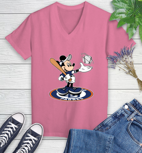 MLB Baseball San Diego Padres Cheerful Mickey Disney Shirt Women's V-Neck T-Shirt 11