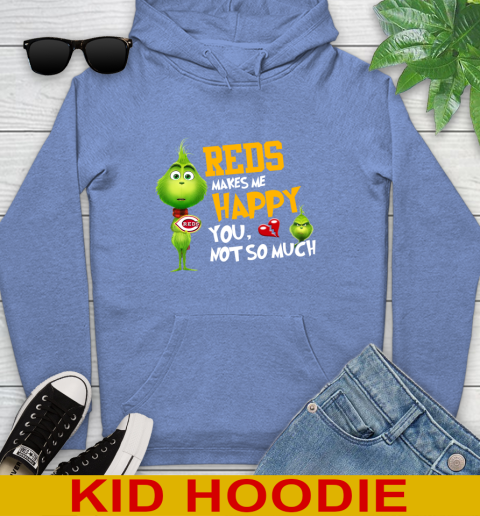 MLB Cincinnati Reds Makes Me Happy You Not So Much Grinch Baseball Sports Youth Hoodie 12