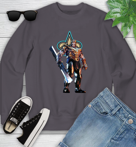 NFL Thanos Gauntlet Avengers Endgame Football New Orleans Saints Youth Sweatshirt 6