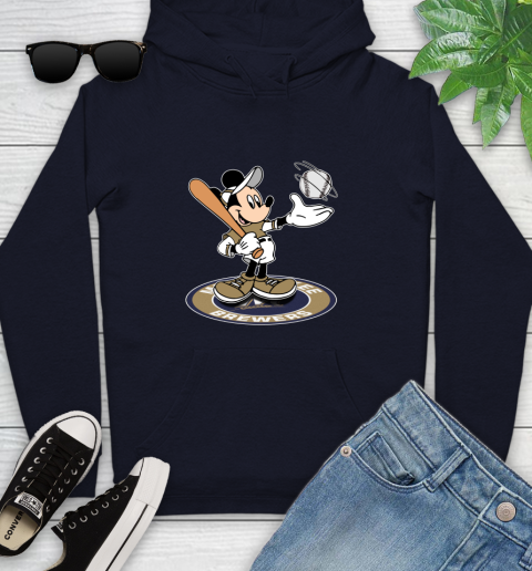 MLB Baseball Milwaukee Brewers Cheerful Mickey Disney Shirt Youth Hoodie 4