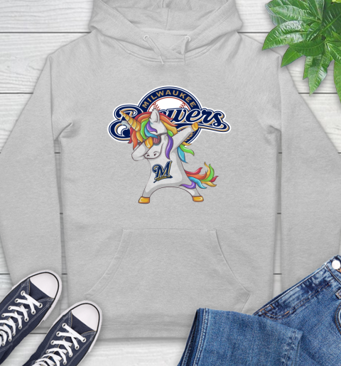 Milwaukee Brewers MLB Baseball Funny Unicorn Dabbing Sports Hoodie 6