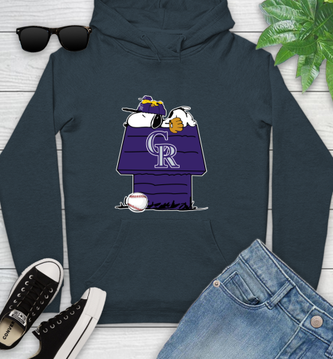 MLB Colorado Rockies Snoopy Woodstock The Peanuts Movie Baseball T Shirt Youth Hoodie 8