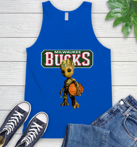 Milwaukee Bucks NBA Basketball Groot Marvel Guardians Of The Galaxy Tank Top 5