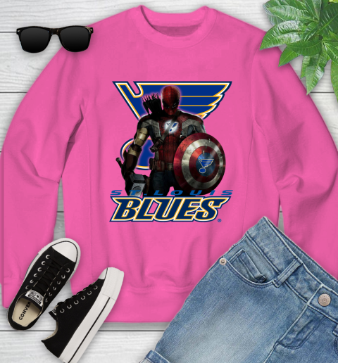 NHL Captain America Thor Spider Man Hawkeye Avengers Endgame Hockey St.Louis Blues Youth Sweatshirt 7