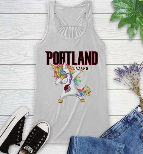Portland Trail Blazers NBA Basketball Funny Unicorn Dabbing Sports Racerback Tank
