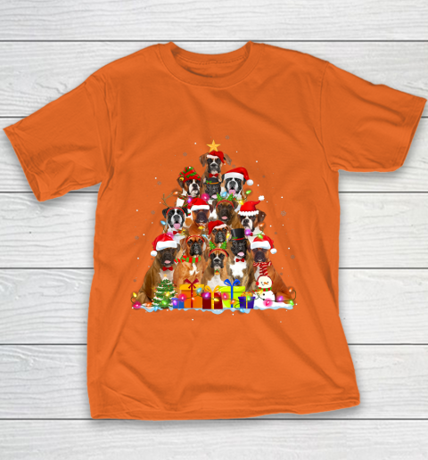 Christmas Pajama Boxer Tree Xmas Gifts Dog Dad Mom Youth T-Shirt 4