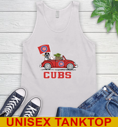 MLB Baseball Chicago Cubs Darth Vader Baby Yoda Driving Star Wars Shirt Tank Top